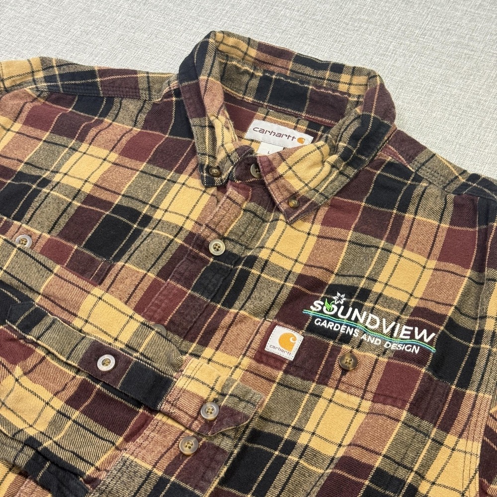 Carhartt Flannel Shirt Men L Multicolor Plaid Long Sleeve Button Cotton Workwear